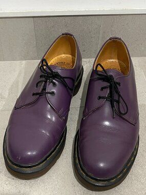 Vintage DR MARTENS Purple Low Cut Leather Shoes Made in England US 8